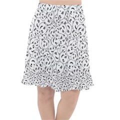 Winking Emoticon Sketchy Drawing Motif Random Pattern Fishtail Chiffon Skirt by dflcprintsclothing