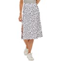 Winking Emoticon Sketchy Drawing Motif Random Pattern Midi Panel Skirt View1