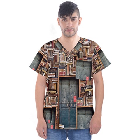 Books Men s V-neck Scrub Top by artworkshop