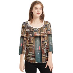 Books Chiffon Quarter Sleeve Blouse by artworkshop