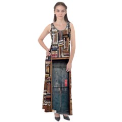 Books Sleeveless Velour Maxi Dress by artworkshop