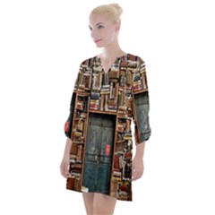 Books Open Neck Shift Dress