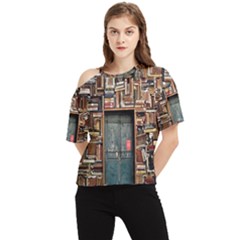 Books One Shoulder Cut Out Tee by artworkshop