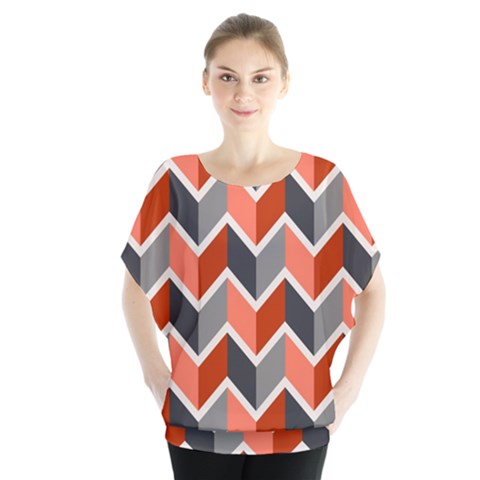 Colorful Zigzag Pattern Wallpaper Free Vector Batwing Chiffon Blouse by artworkshop