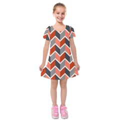 Colorful Zigzag Pattern Wallpaper Free Vector Kids  Short Sleeve Velvet Dress by artworkshop