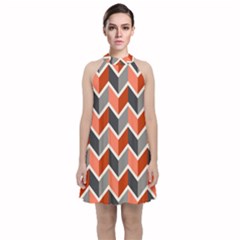 Colorful Zigzag Pattern Wallpaper Free Vector Velvet Halter Neckline Dress 