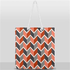 Colorful Zigzag Pattern Wallpaper Free Vector Full Print Rope Handle Tote (large) by artworkshop