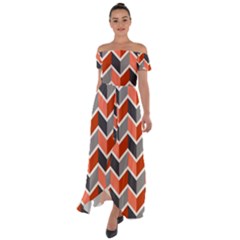 Colorful Zigzag Pattern Wallpaper Free Vector Off Shoulder Open Front Chiffon Dress by artworkshop