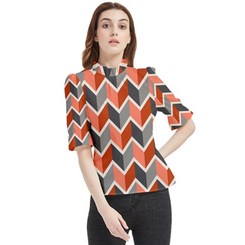 Colorful Zigzag Pattern Wallpaper Free Vector Frill Neck Blouse by artworkshop