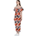 Colorful Zigzag Pattern Wallpaper Free Vector Off Shoulder Ruffle Top Jumpsuit View2