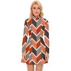 Colorful Zigzag Pattern Wallpaper Free Vector Long Sleeve Velour Longline Dress by artworkshop