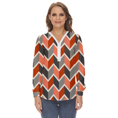 Colorful Zigzag Pattern Wallpaper Free Vector Zip Up Long Sleeve Blouse by artworkshop