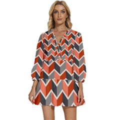 Colorful Zigzag Pattern Wallpaper Free Vector V-neck Placket Mini Dress by artworkshop