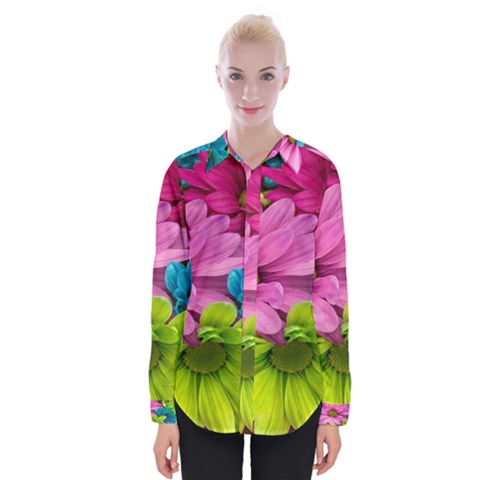 Flowers Wallpaper Womens Long Sleeve Shirt by artworkshop