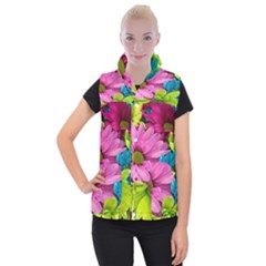 Flowers Wallpaper Women s Button Up Vest by artworkshop