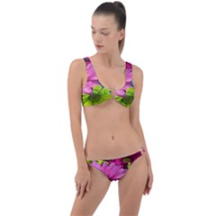 Flowers Wallpaper Ring Detail Crop Bikini Set by artworkshop