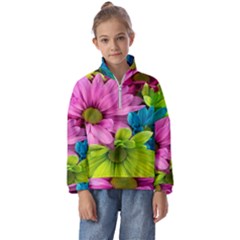 Flowers Wallpaper Kids  Half Zip Hoodie by artworkshop