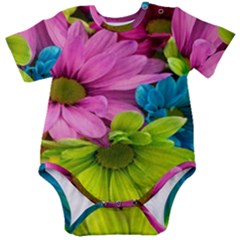 Flowers Wallpaper Baby Short Sleeve Bodysuit by artworkshop