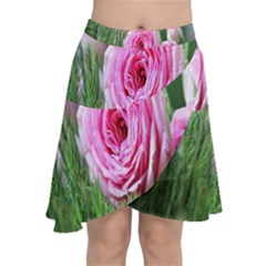 Flowers Chiffon Wrap Front Skirt by artworkshop