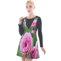 Flowers Plunge Pinafore Velour Dress by artworkshop