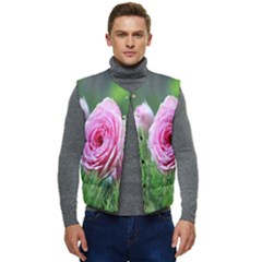 Flowers Men s Short Button Up Puffer Vest	 by artworkshop