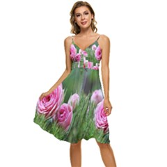 Flowers Sleeveless Tie Front Chiffon Dress by artworkshop