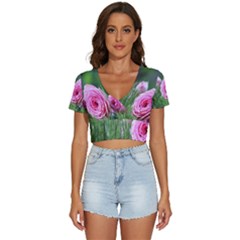 Flowers V-neck Crop Top