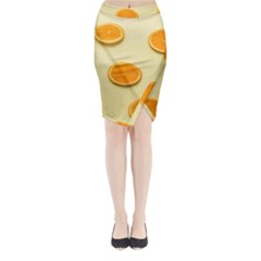 Fruite Orange Midi Wrap Pencil Skirt by artworkshop