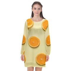 Fruite Orange Long Sleeve Chiffon Shift Dress  by artworkshop