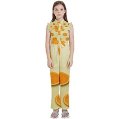 Fruite Orange Kids  Sleeveless Ruffle Edge Band Collar Chiffon One Piece by artworkshop