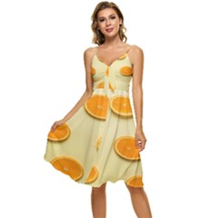 Fruite Orange Sleeveless Tie Front Chiffon Dress