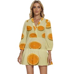 Fruite Orange V-neck Placket Mini Dress by artworkshop