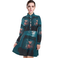 Swimming  Long Sleeve Chiffon Shirt Dress by artworkshop