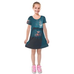 Swimming  Kids  Short Sleeve Velvet Dress by artworkshop