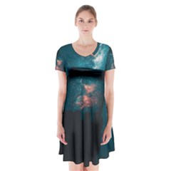 Sweming Short Sleeve V-neck Flare Dress by artworkshop