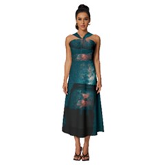 Sweming Sleeveless Cross Front Cocktail Midi Chiffon Dress by artworkshop