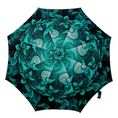 Turquoise Flower Background Hook Handle Umbrellas (medium) by artworkshop