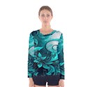 Turquoise Flower Background Women s Long Sleeve Tee View1