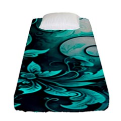 Turquoise Flower Background Fitted Sheet (single Size) by artworkshop