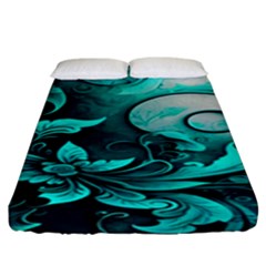 Turquoise Flower Background Fitted Sheet (king Size) by artworkshop