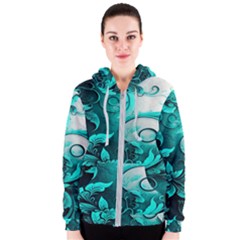 Turquoise Flower Background Women s Zipper Hoodie by artworkshop