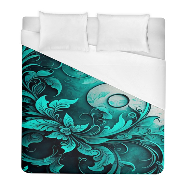 Turquoise Flower Background Duvet Cover (Full/ Double Size)