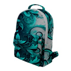 Turquoise Flower Background Flap Pocket Backpack (large) by artworkshop