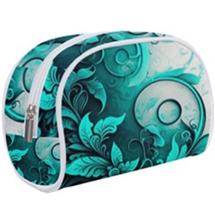 Turquoise Flower Background Make Up Case (large) by artworkshop