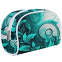 Turquoise Flower Background Make Up Case (Large) View1