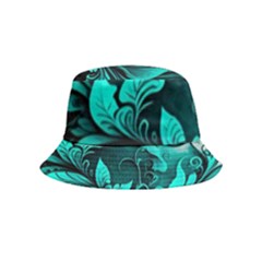 Turquoise Flower Background Inside Out Bucket Hat (kids) by artworkshop