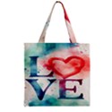 Valentines Day Heart Watercolor Background Zipper Grocery Tote Bag View1