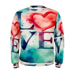 Valentines Day Heart Watercolor Background Men s Sweatshirt by artworkshop