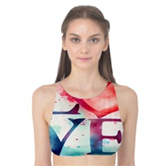 Valentines Day Heart Watercolor Background Tank Bikini Top by artworkshop