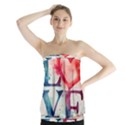 Valentines Day Heart Watercolor Background Strapless Top View1